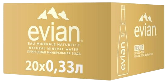 Вода Evian (Эвиан) 0.33 литра негазированная (стекло)