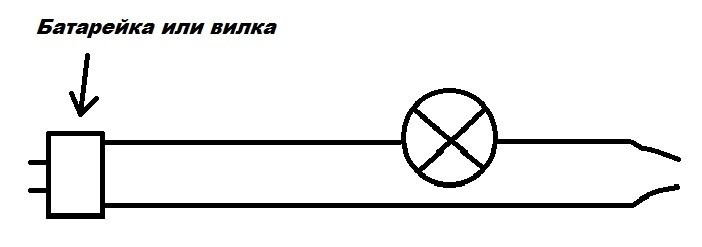 Схема подключения лампочки
